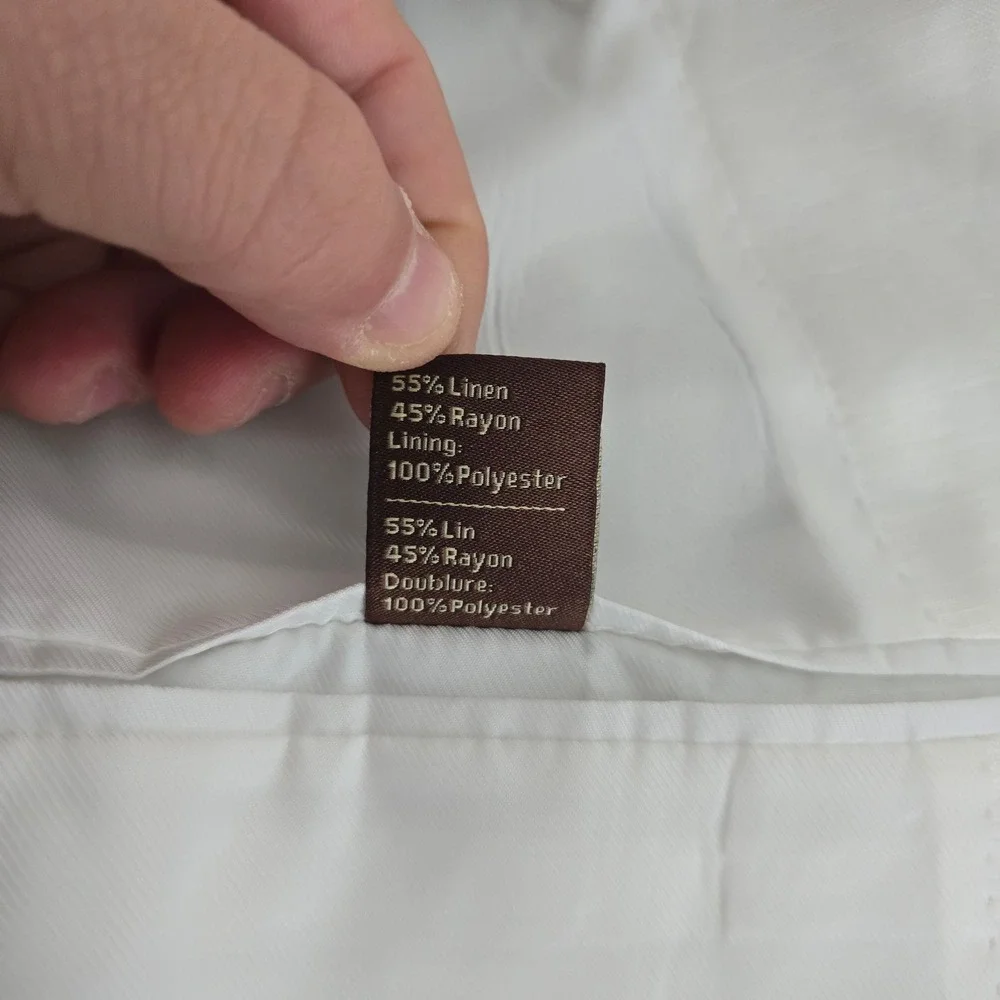 Oak Hill Mens 2XLT 50/52L Linen Blend Blazer Off White Sport Coat Patch Pocket